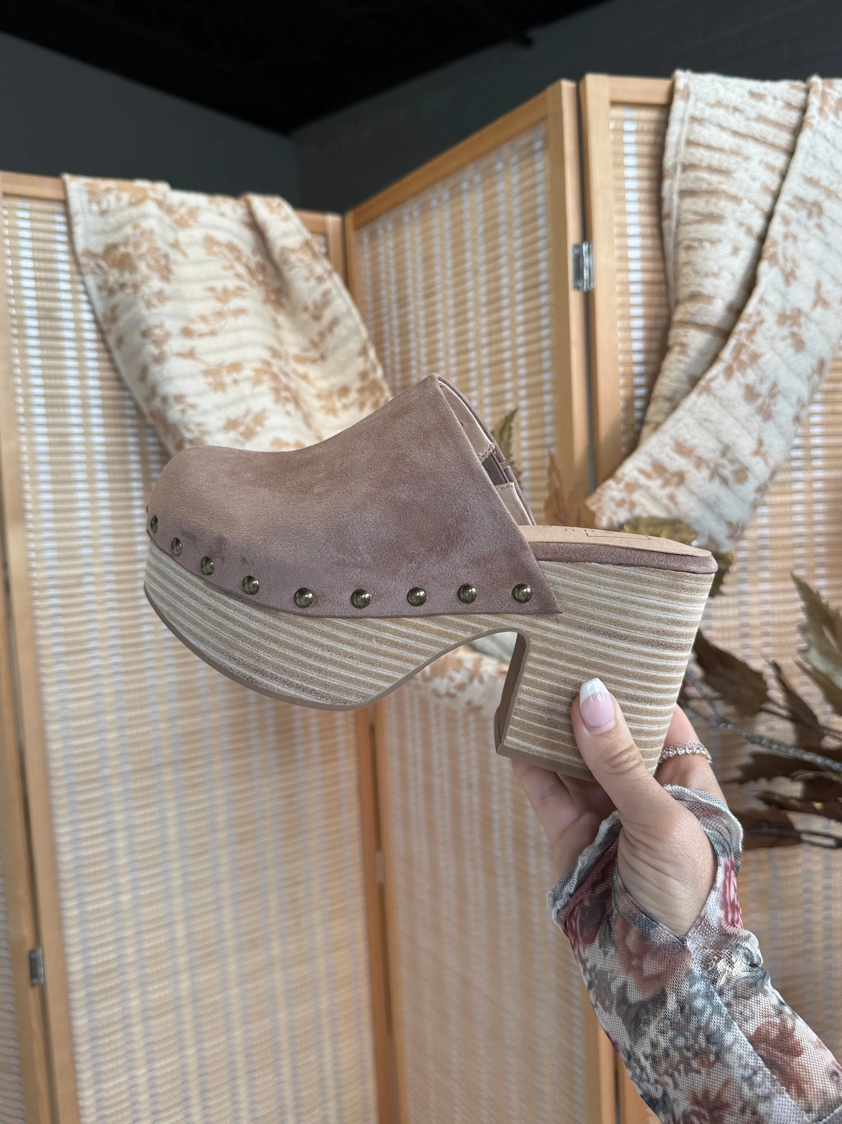 Gigi Suede Clog Slip Ons Taupe sold by Chic by Ally B product image thumbnail 2