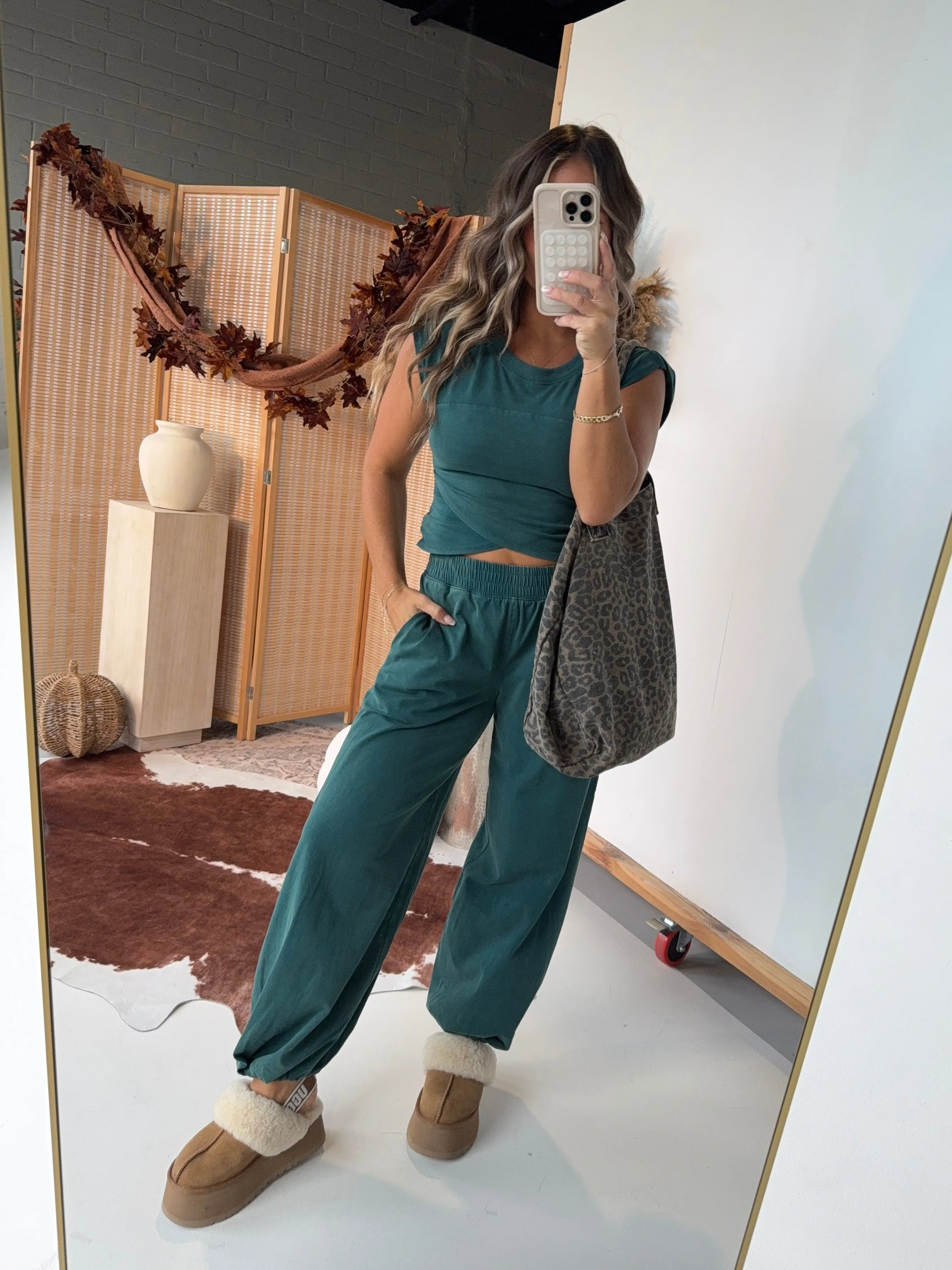 Traveling Abroad Washed Lounge Set Teal sold by Chic by Ally B product image thumbnail 2