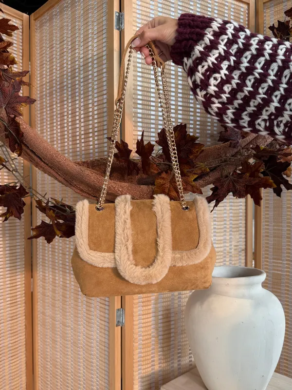 Tori Faux Fur Shoulder Bag Light Tan sold by Chic by Ally B