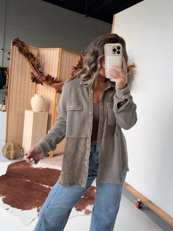 Coffee in the Morning Button Down Brown sold by Chic by Ally B