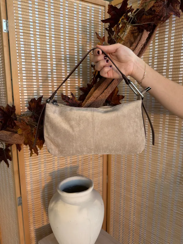 Bonnie Suede Shoulder Bag Light Beige sold by Chic by Ally B