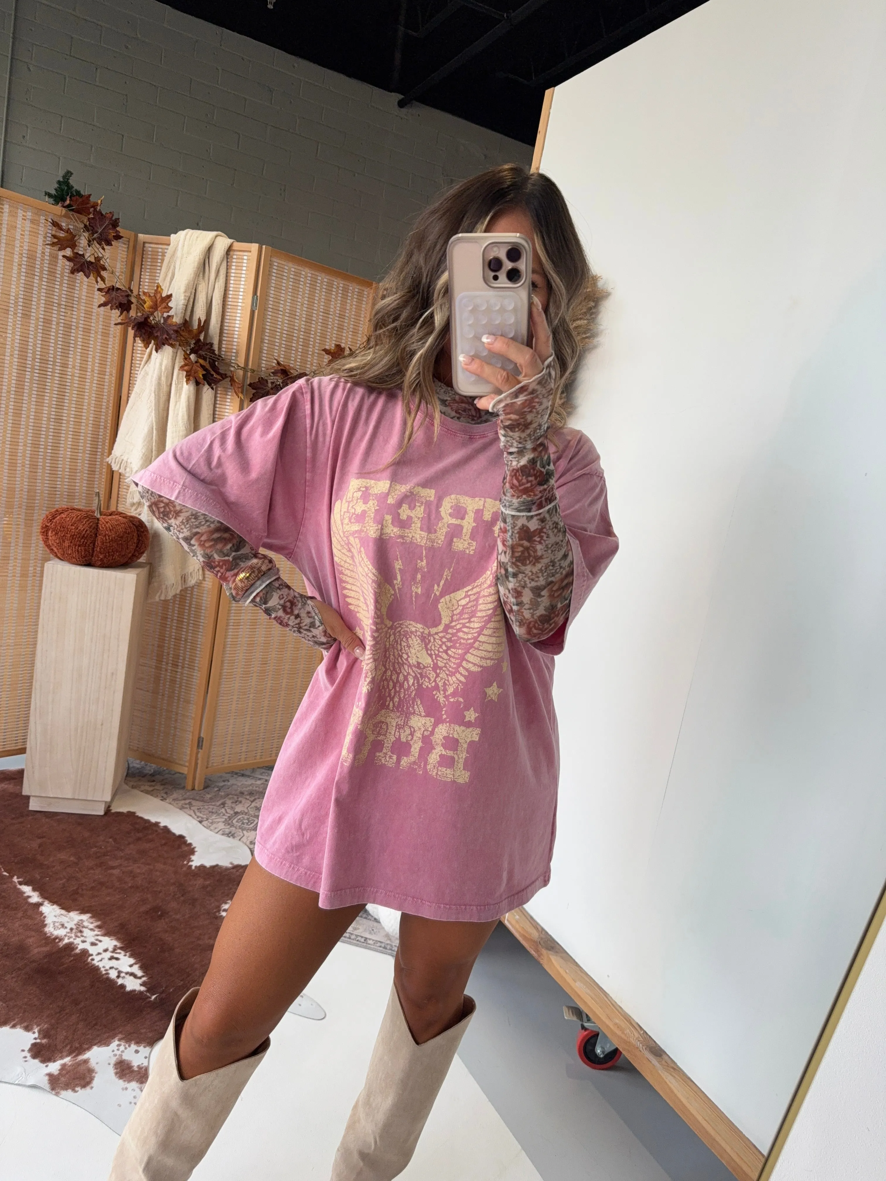 Free Bird Graphic Tee Washed Pink sold by Chic by Ally B product image thumbnail 5