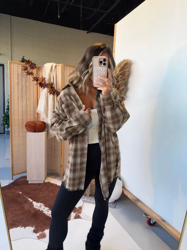 Brown Sugar Plaid Button Down Chocolate sold by Chic by Ally B