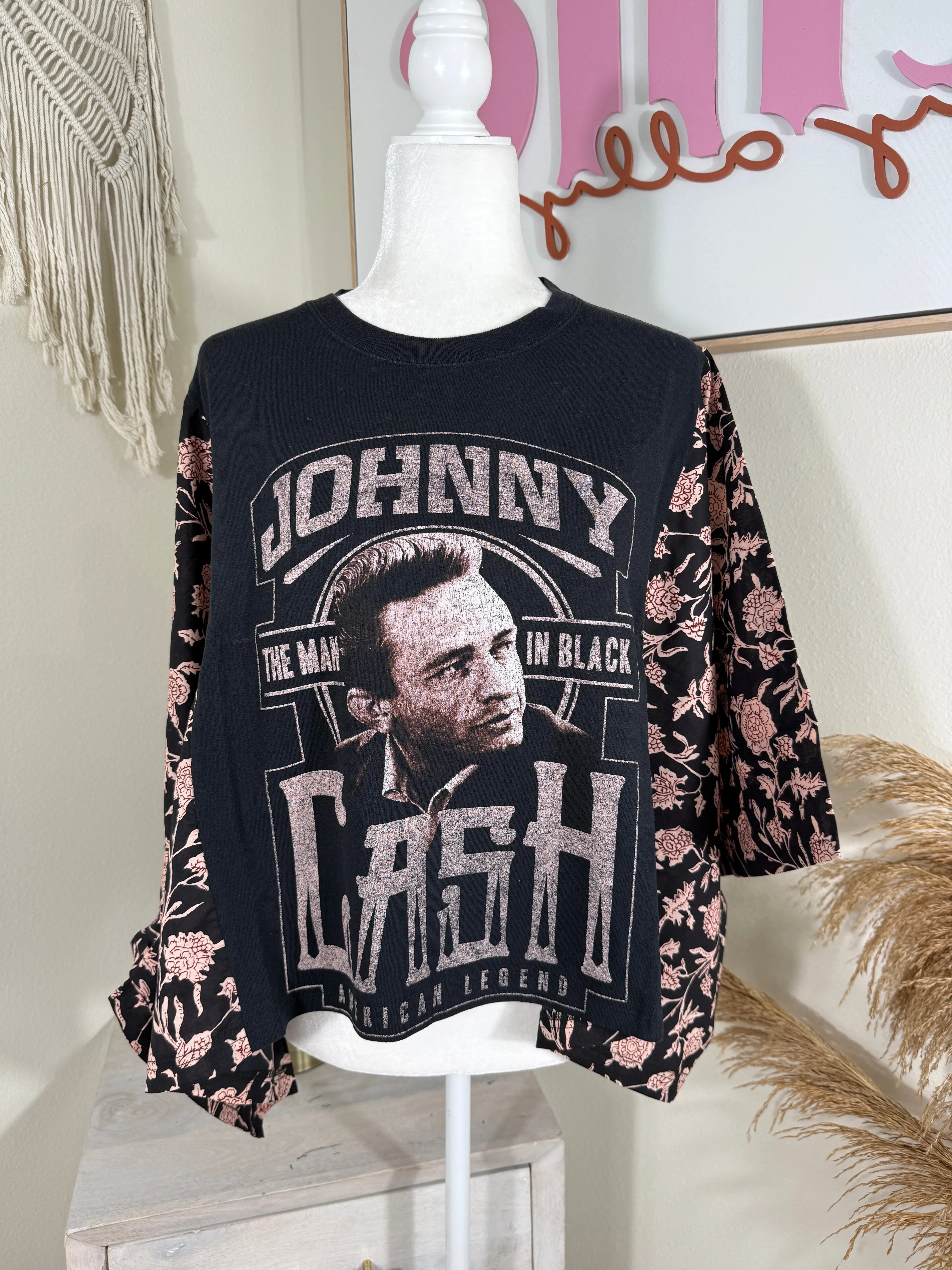 Johnny Cash Mix & Match Tee Black Floral sold by Chic by Ally B
