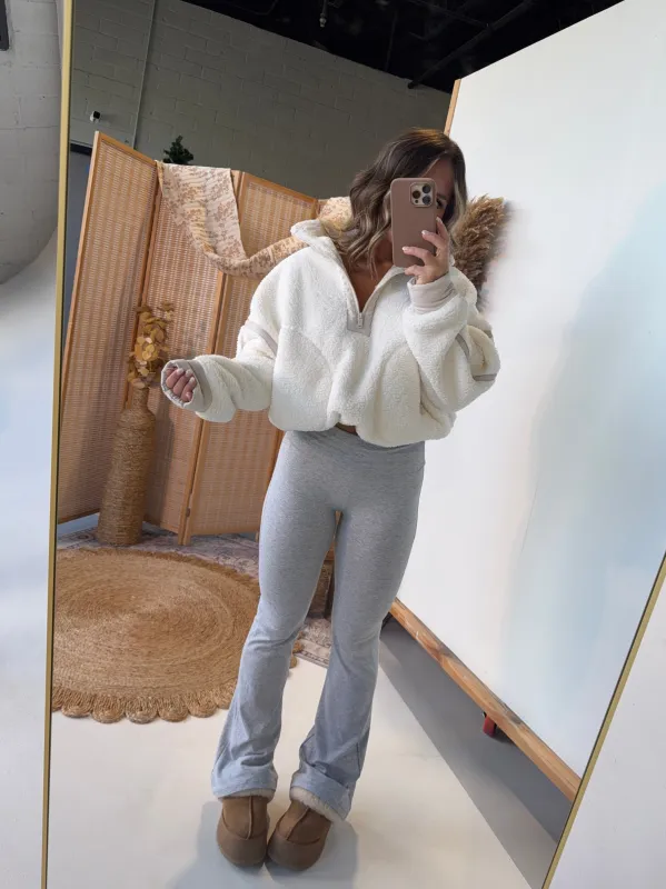 Never Easy Fold Over Flares Heather Grey sold by Chic by Ally B