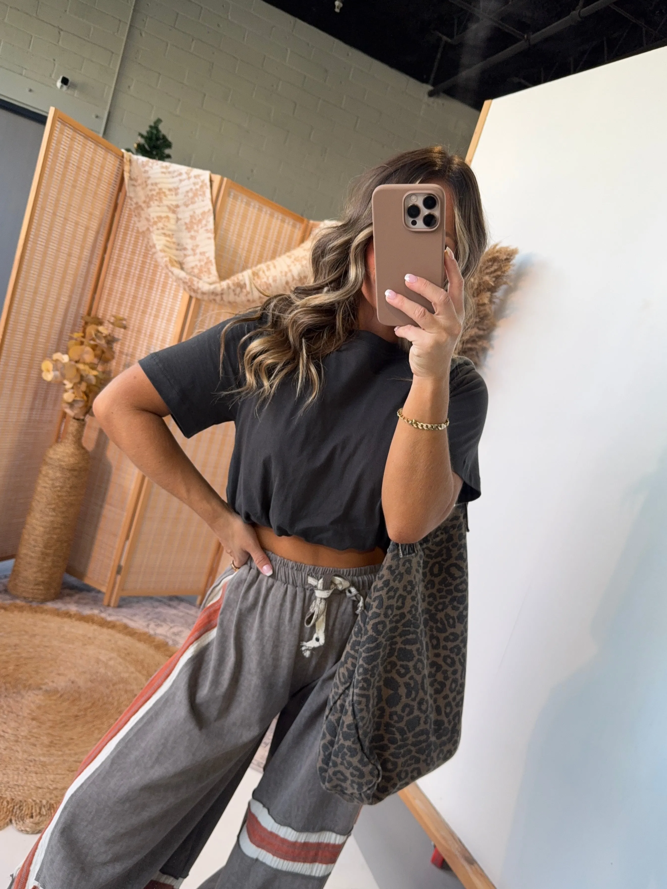 Small Talk Bubble Crop Top Washed Black sold by Chic by Ally B product image thumbnail 3