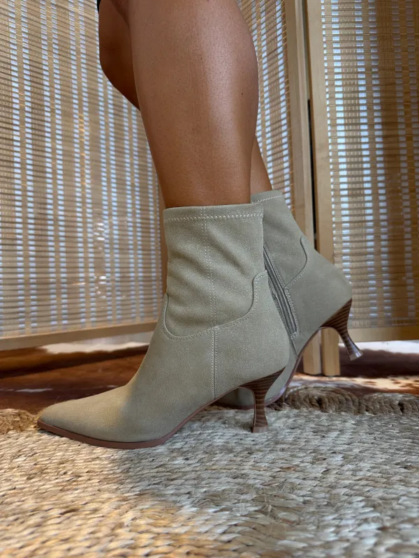 Aletta Kitten Heel Booties Sand sold by Chic by Ally B