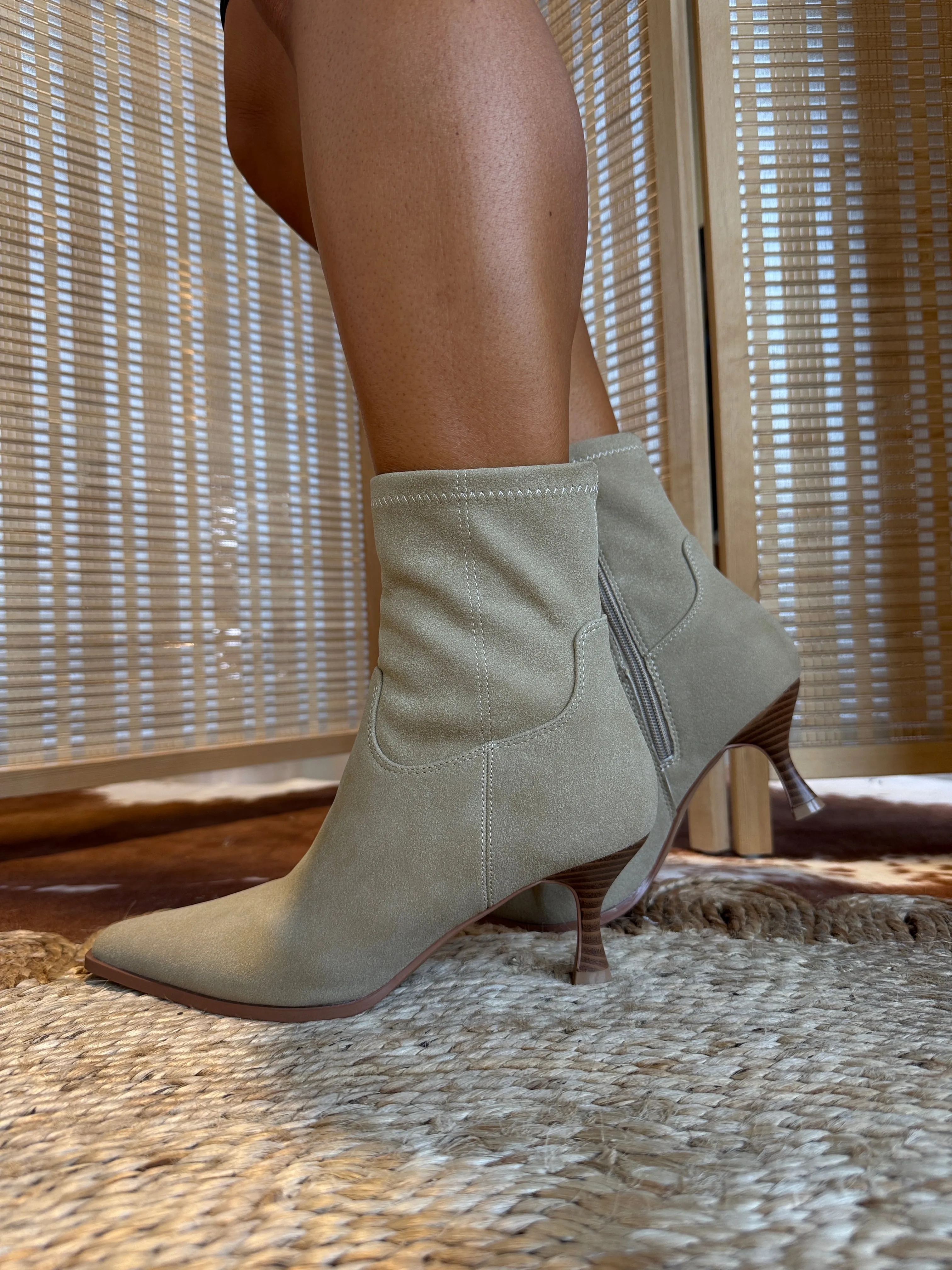 Aletta Kitten Heel Booties Sand sold by Chic by Ally B