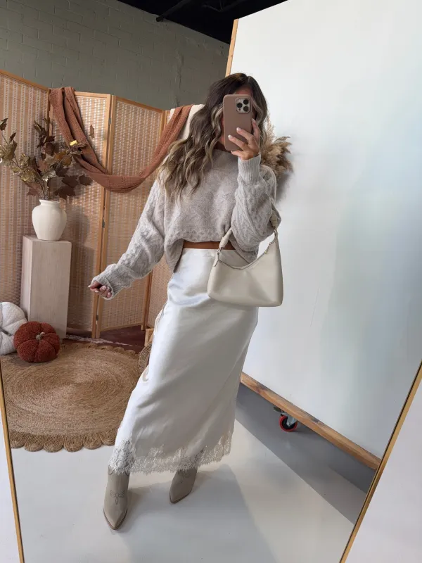 Night Sky Glow Maxi Skirt Champagne sold by Chic by Ally B