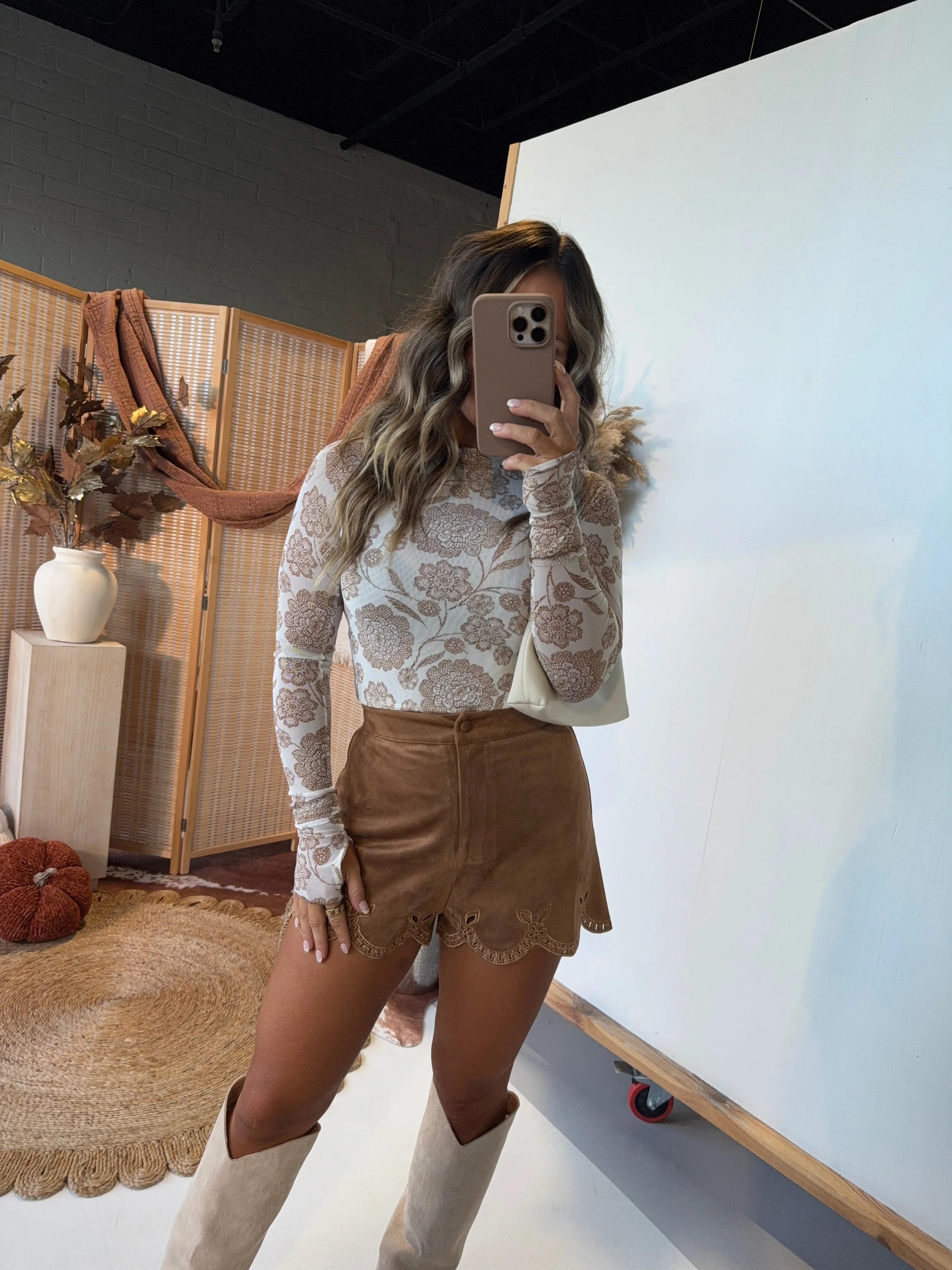 Hollow Creek Mesh Mock Neck Cream sold by Chic by Ally B product image thumbnail 4