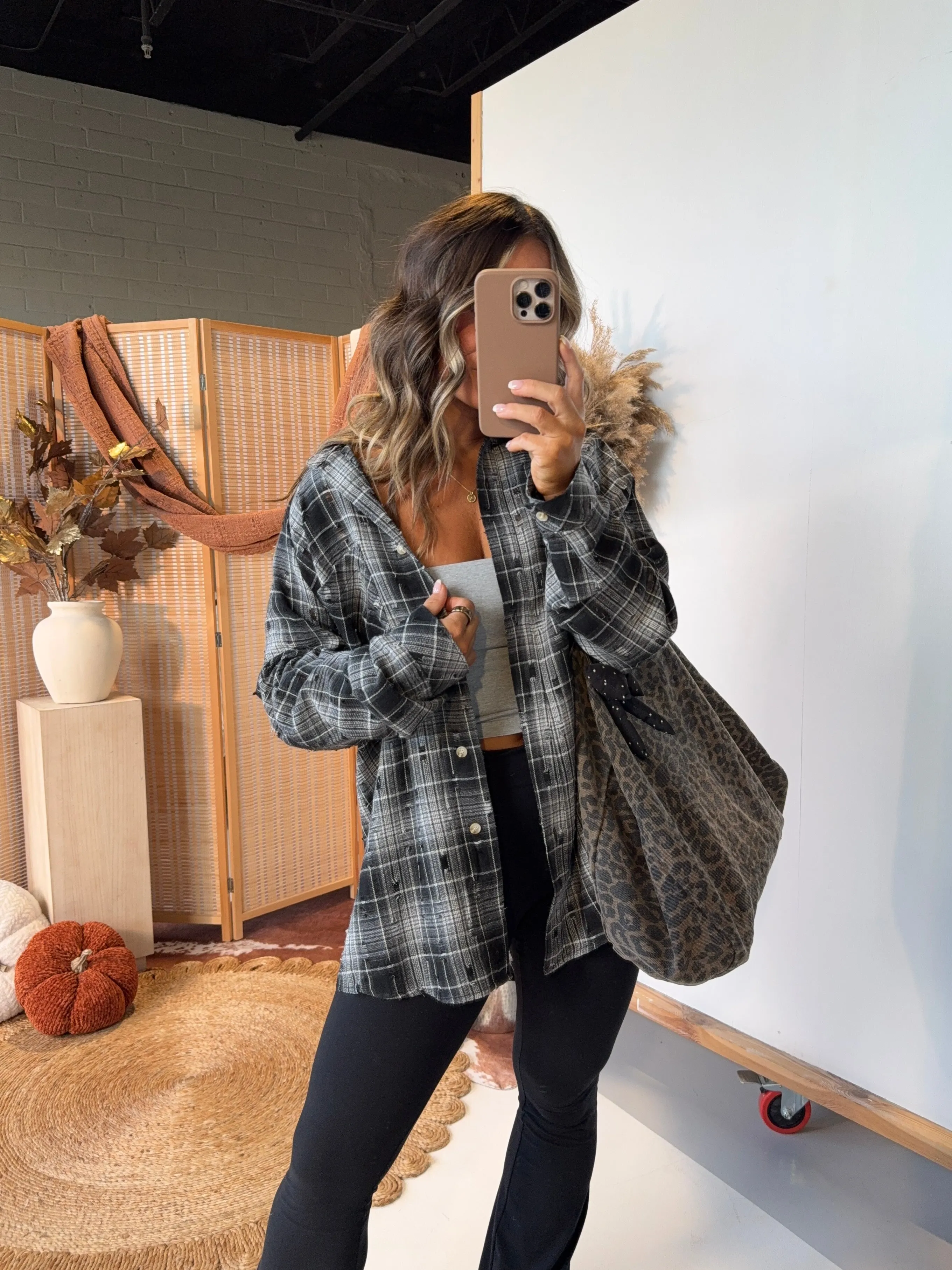 Harvest Haute Distressed Button Up Black sold by Chic by Ally B product image thumbnail 2