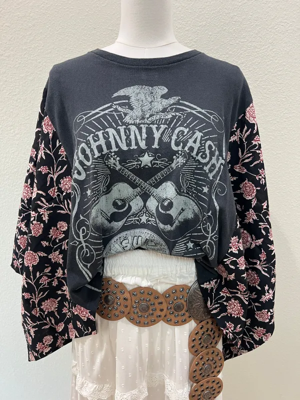 Johnny Cash Mix & Match Tee Grey Floral sold by Chic by Ally B
