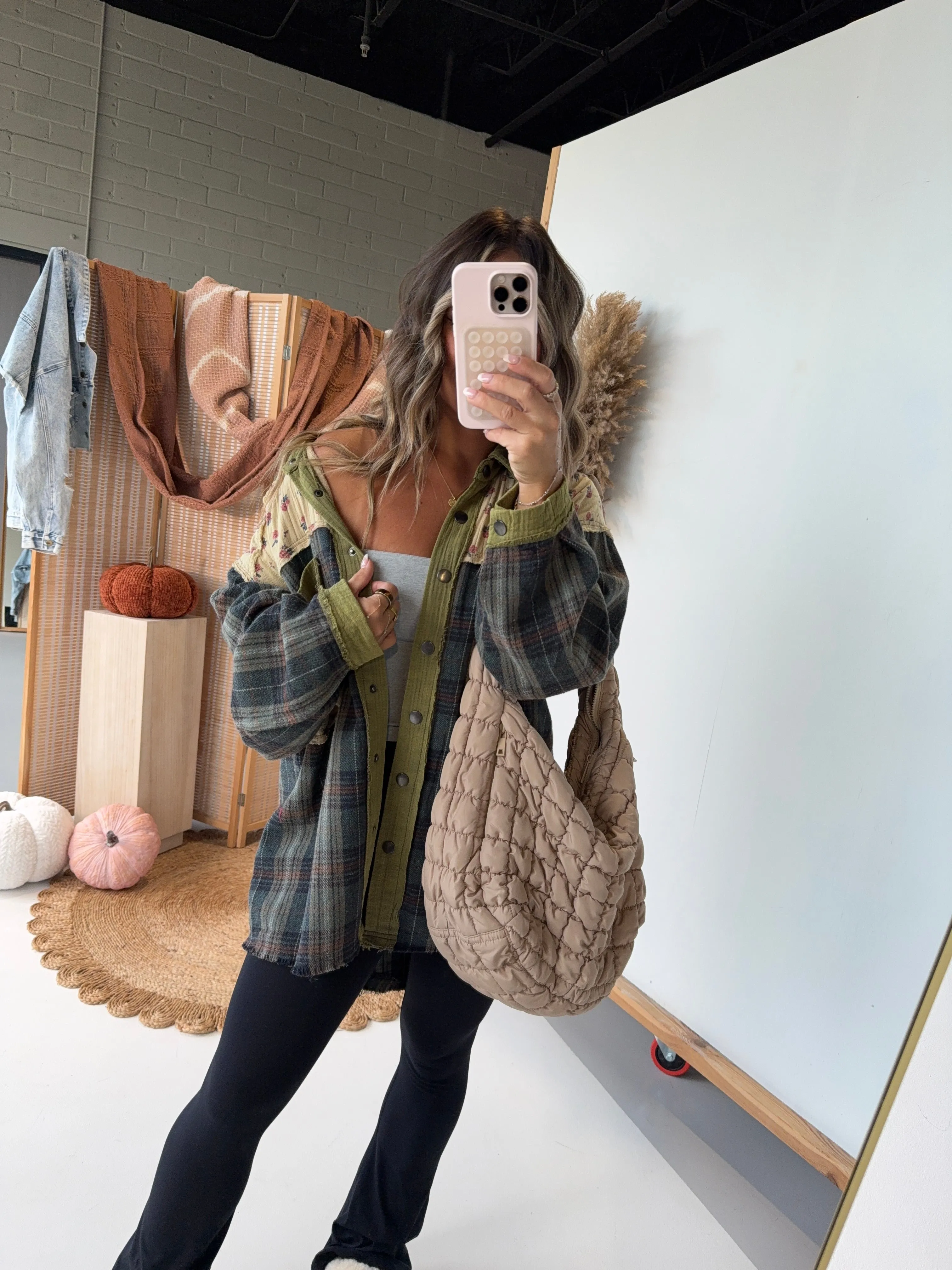 Harvest Patchwork Shacket Olive Multi sold by Chic by Ally B product image thumbnail 2