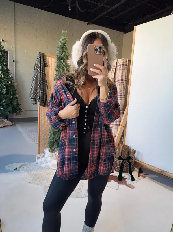 Harvest Haute Distressed Button Up Red sold by Chic by Ally B