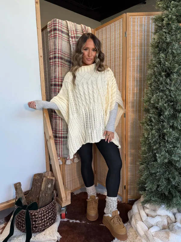Winter Haven Cable Knit Poncho Cream sold by Chic by Ally B