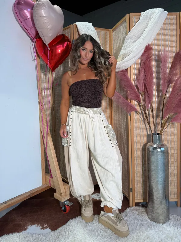 Going Steady Gauze Pants Natural sold by Chic by Ally B