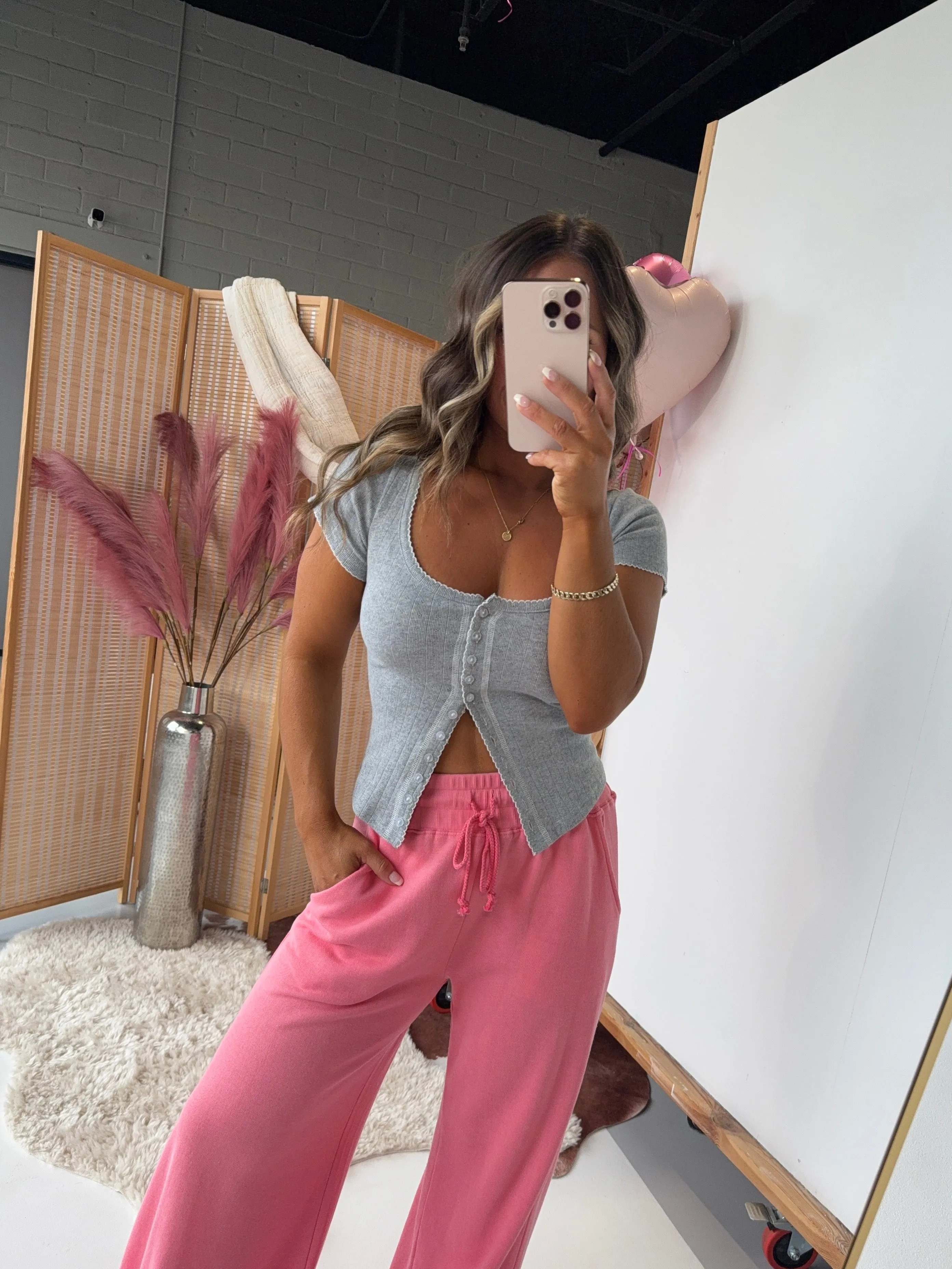 Everlasting Pointelle Top Heather Grey sold by Chic by Ally B product image thumbnail 2