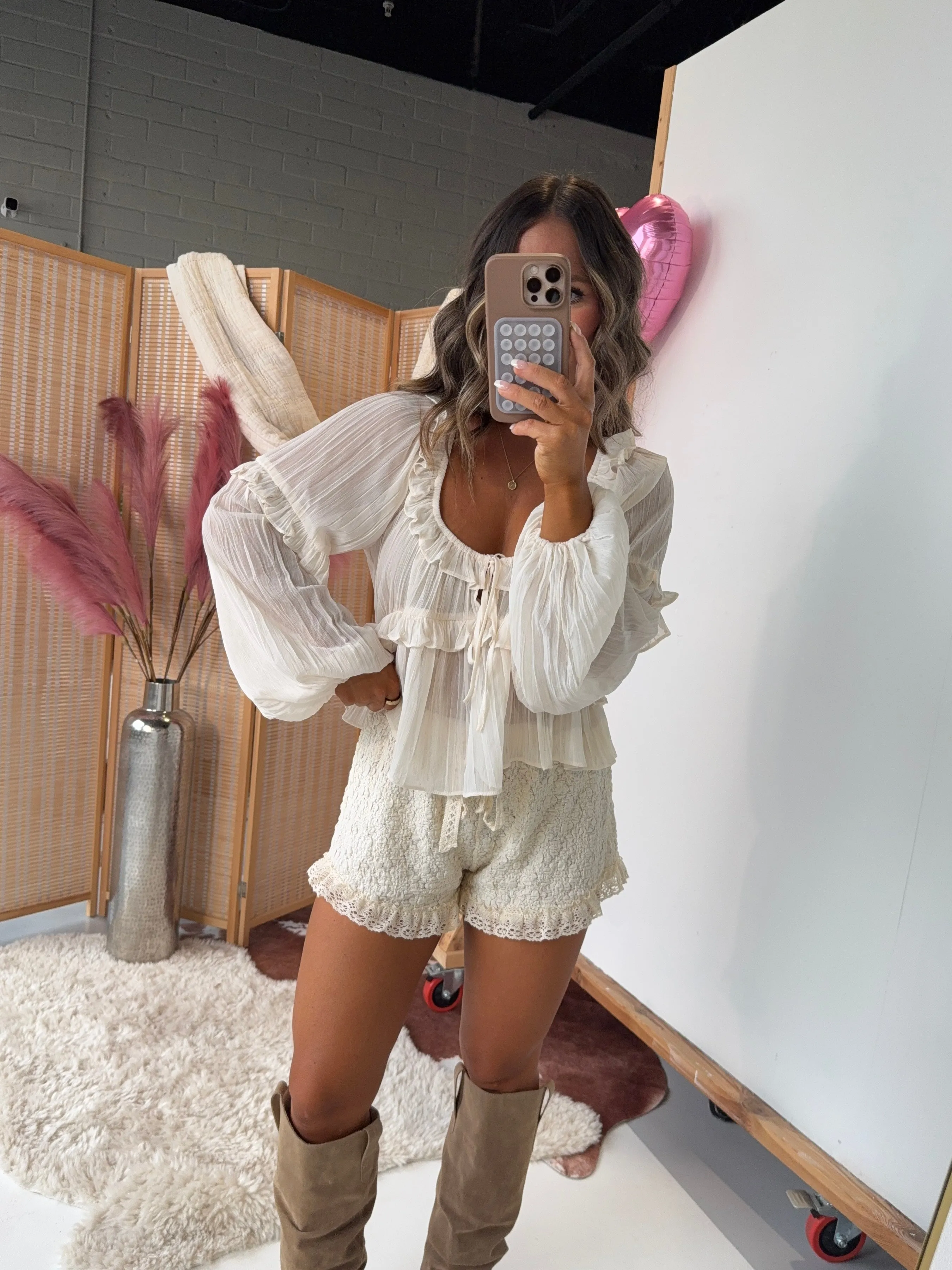 Darling Scoop Neck Blouse Cream sold by Chic by Ally B product image thumbnail 3