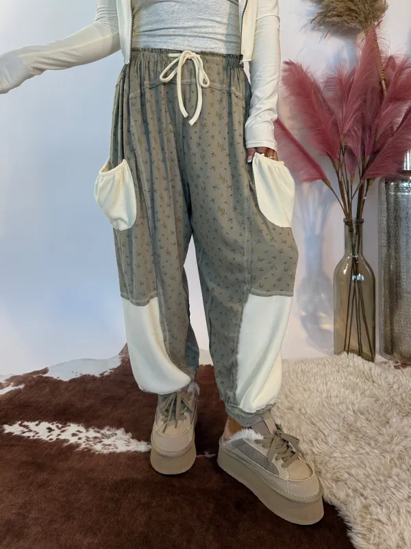 Folklore Barrel Lounge Pants Sage Multi sold by Chic by Ally B