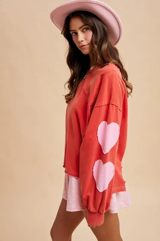 Valentine Heart Patch French Terry Sweatshirt made by Chic by Ally B