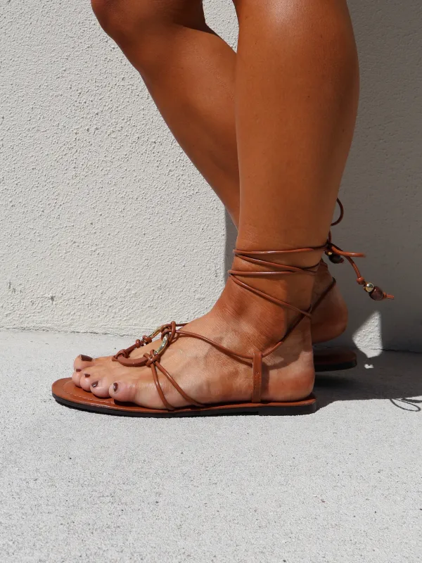 Neosa Lace Up Flats Whiskey made by Chic by Ally B