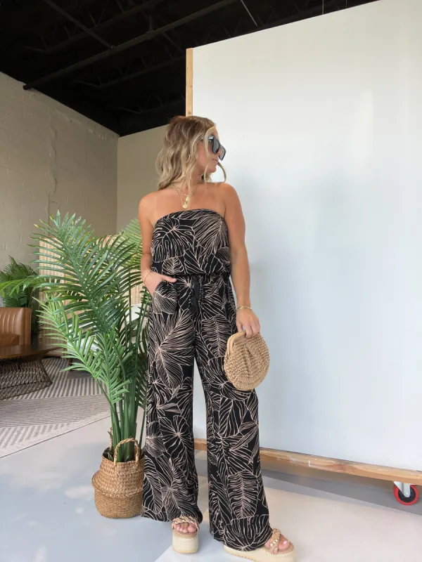 Ezra Beachy Strapless Jumpsuit Black Floral sold by Chic by Ally B