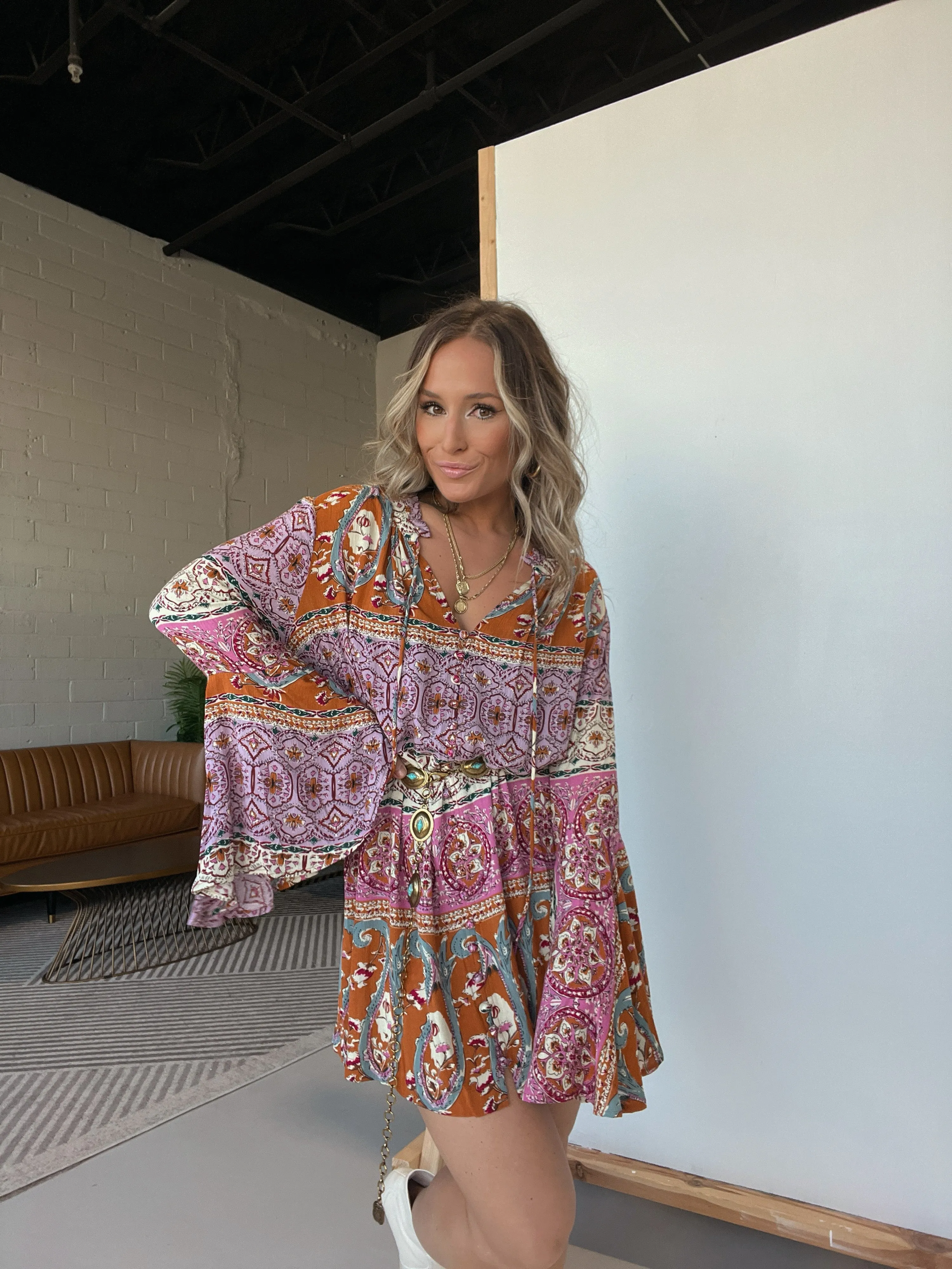 Alexandra Boho Flare Sleeve Dress sold by Chic by Ally B product image thumbnail 4