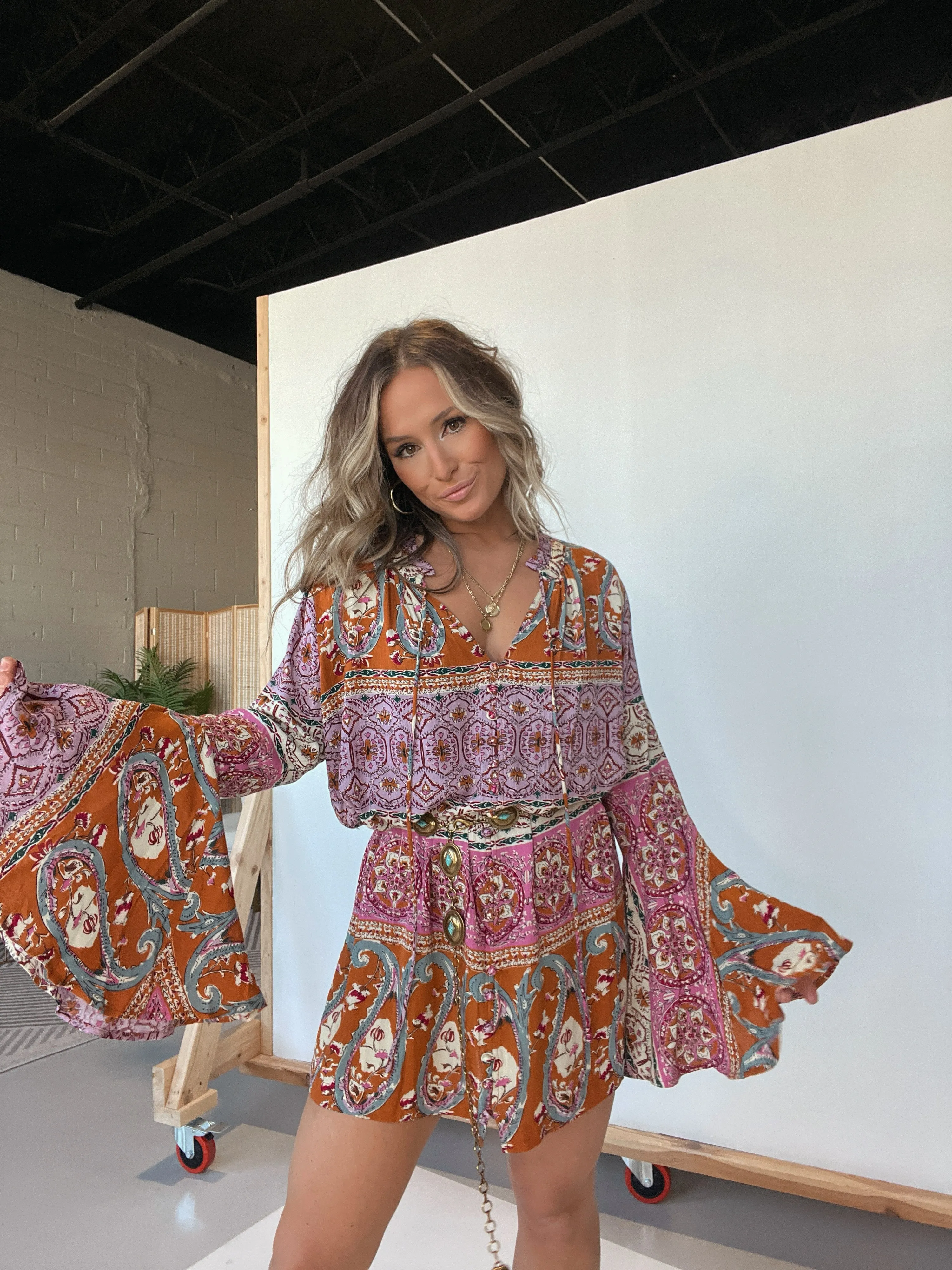 Alexandra Boho Flare Sleeve Dress sold by Chic by Ally B