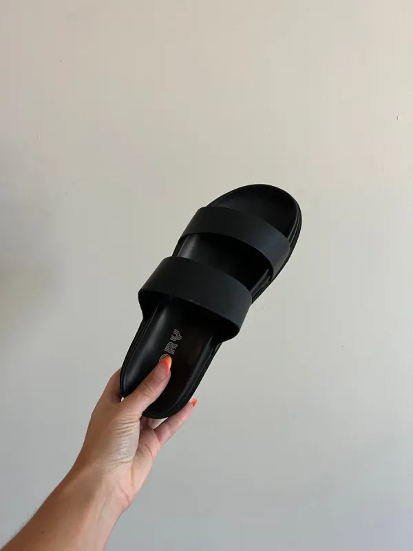 BLACK STACKED SLIDES sold by Chic by Ally B