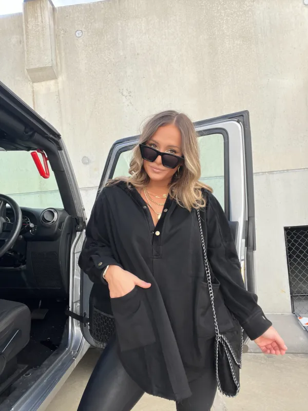 Aemi Mixed Media Hoodie Black sold by Chic by Ally B