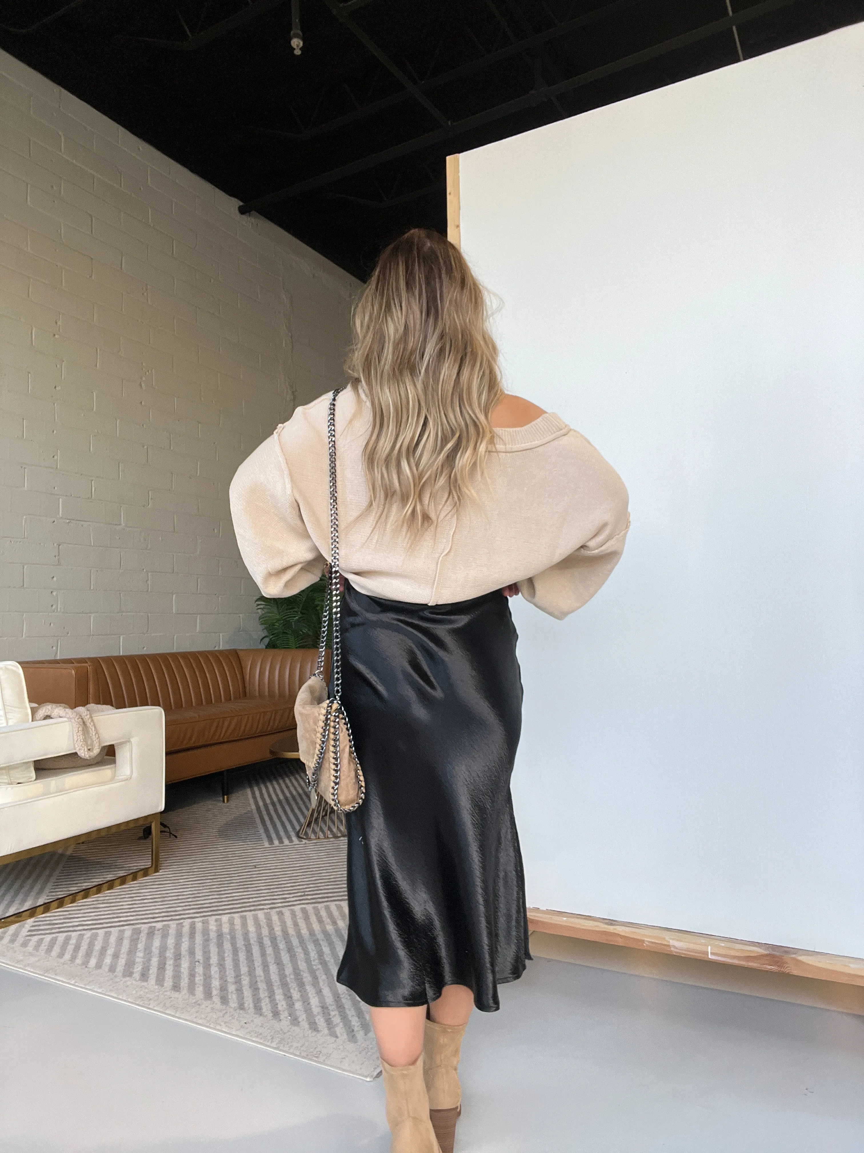 Anastasia Satin Midi Skirt Black sold by Chic by Ally B product image thumbnail 3