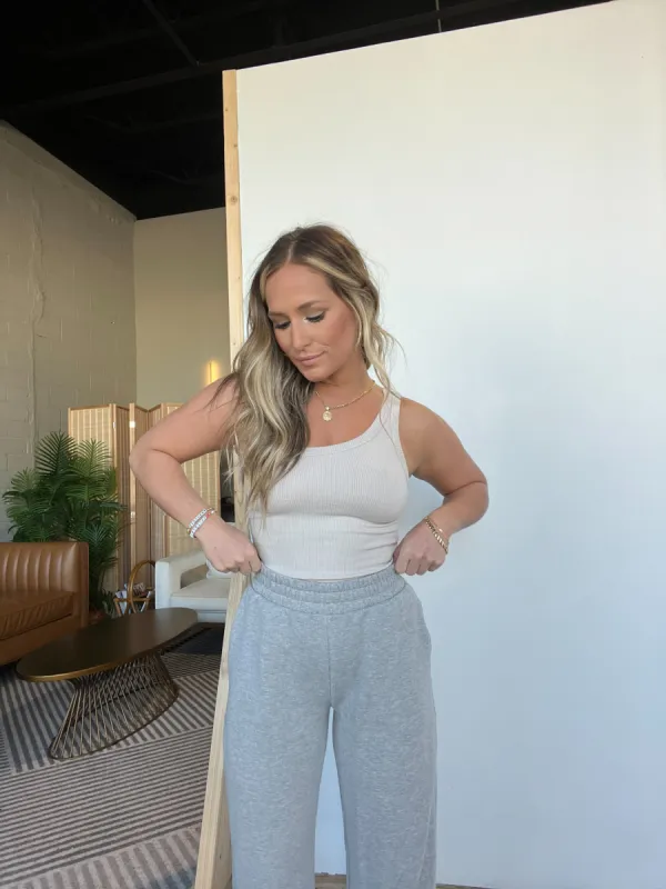 Just My Type One Shoulder Tank Chalk sold by Chic by Ally B