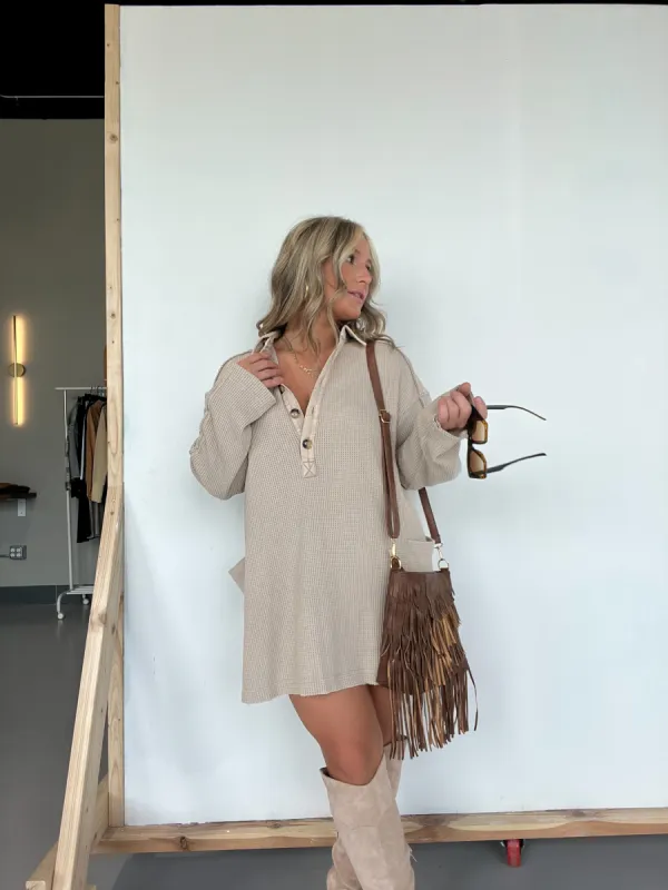 October Feels Waffle Tunic Latte sold by Chic by Ally B