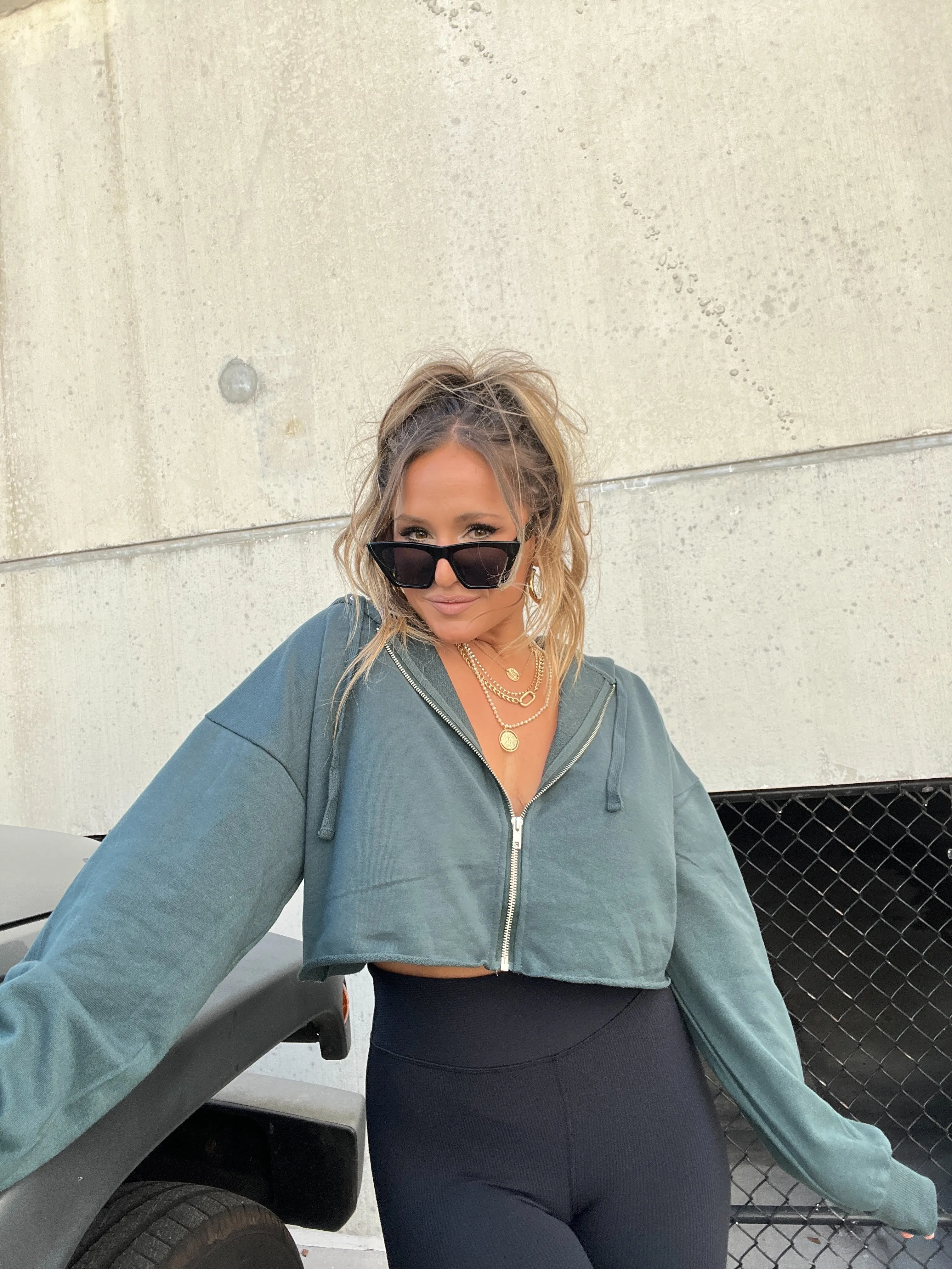 Sunday Funday Hoodie Sea Green sold by Chic by Ally B