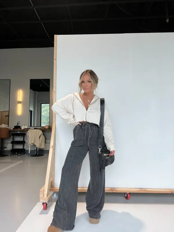 Unwind Mineral Washed Sweatpants Black sold by Chic by Ally B