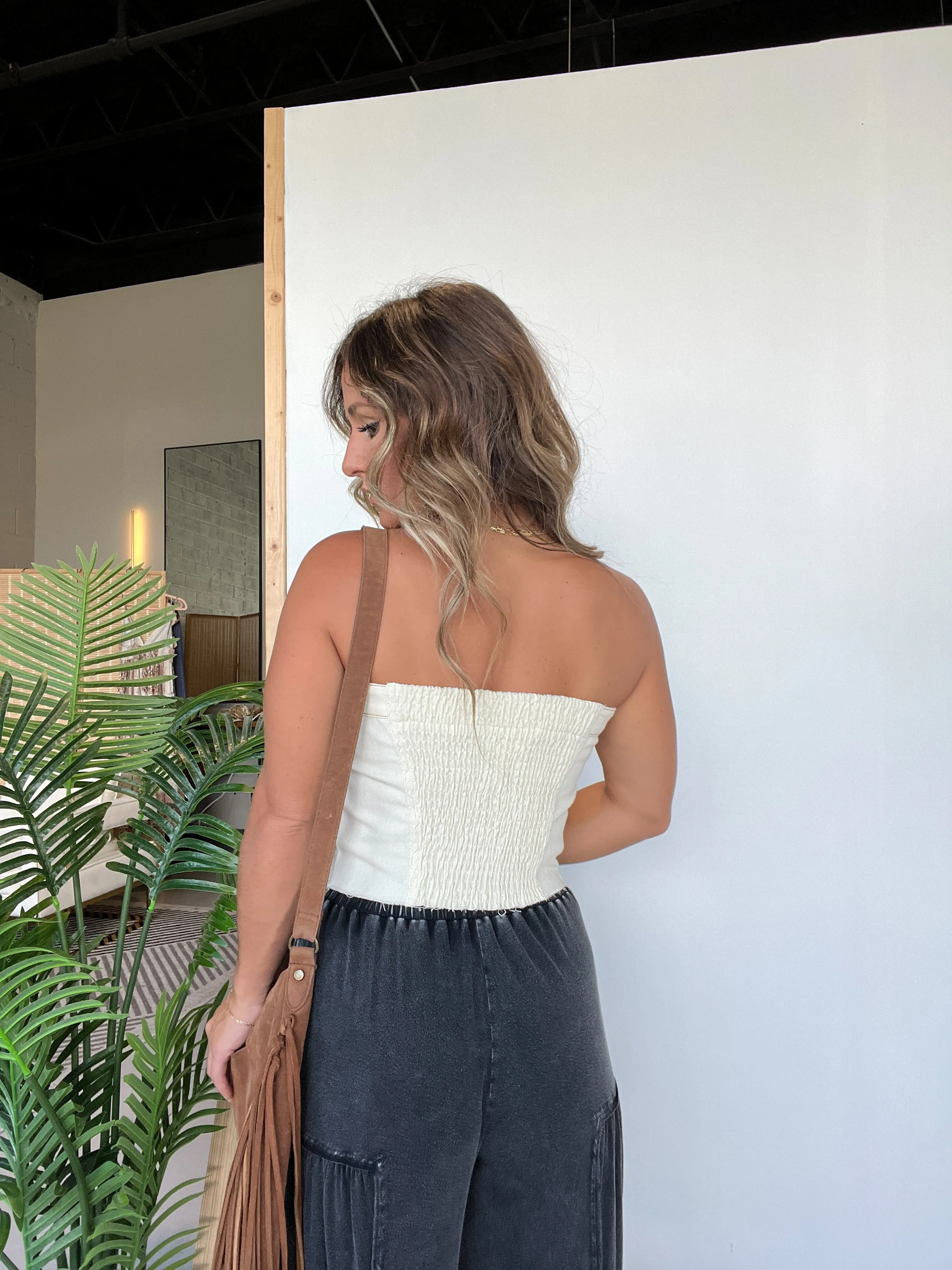 Brit Denim Corset Top Cream sold by Chic by Ally B product image thumbnail 5