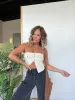 Brit Denim Corset Top Cream sold by Chic by Ally B