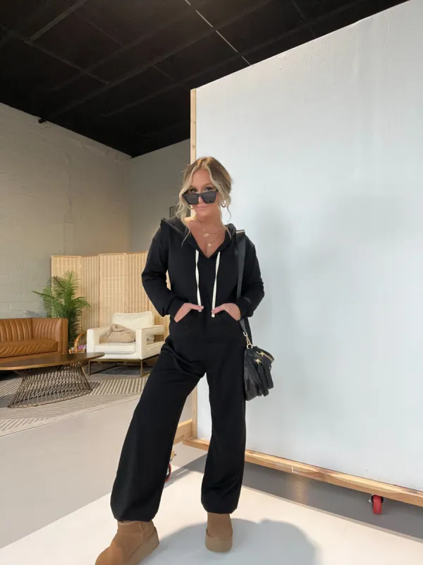 Cozy Days French Terry Jumpsuit Black sold by Chic by Ally B