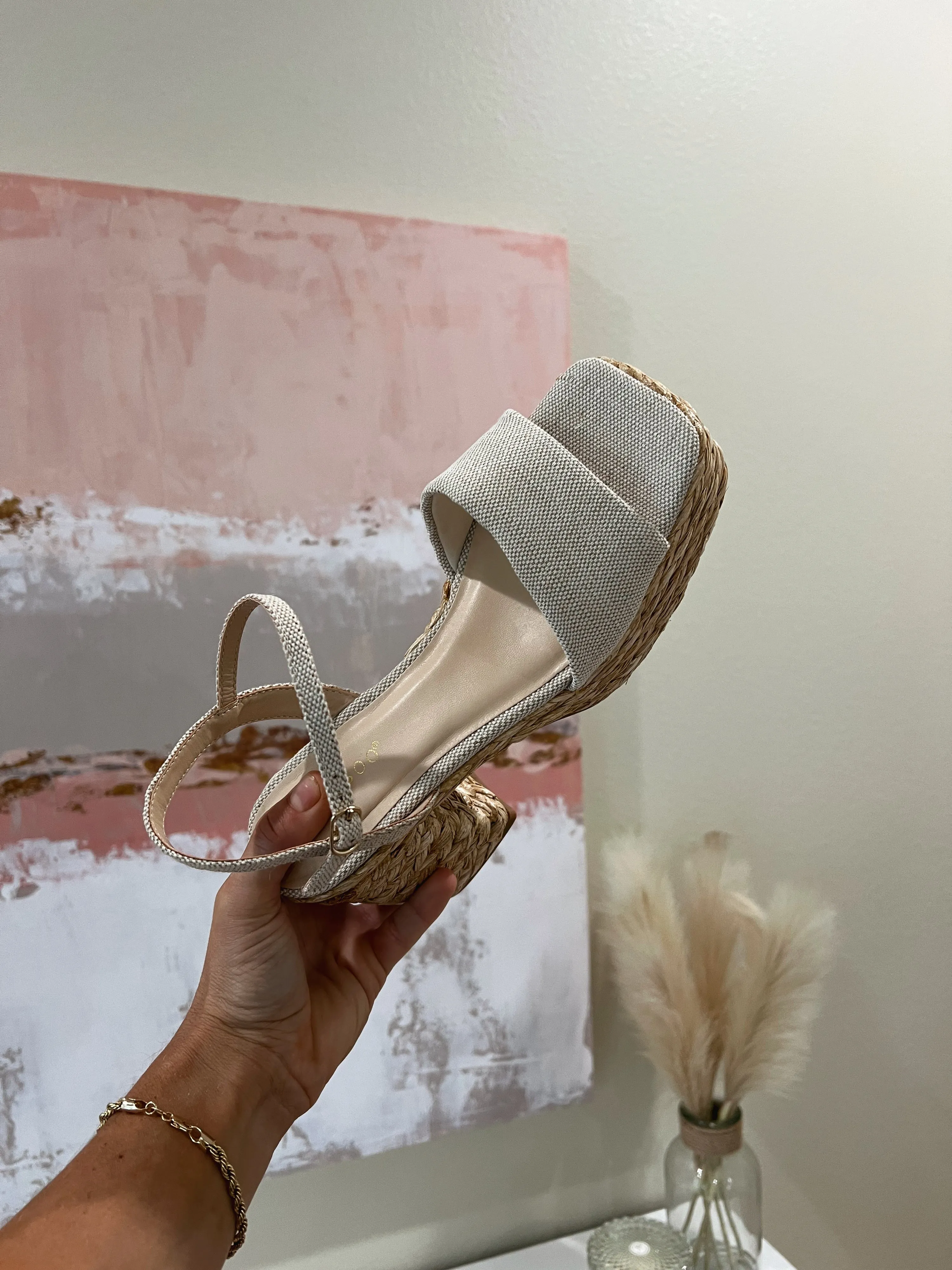 Belise Platform Wedges Natural Linen sold by Chic by Ally B product image thumbnail 2