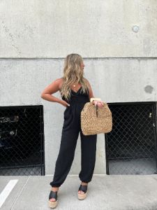 TALK TO ME JUMPSUIT BLACK sold by Chic by Ally B