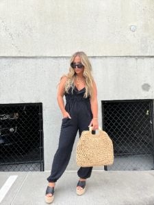 TALK TO ME JUMPSUIT BLACK sold by Chic by Ally B