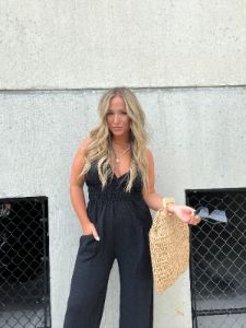 TALK TO ME JUMPSUIT BLACK sold by Chic by Ally B