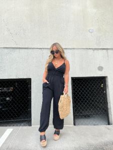 TALK TO ME JUMPSUIT BLACK sold by Chic by Ally B