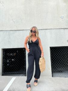 TALK TO ME JUMPSUIT BLACK sold by Chic by Ally B