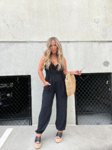 TALK TO ME JUMPSUIT BLACK sold by Chic by Ally B