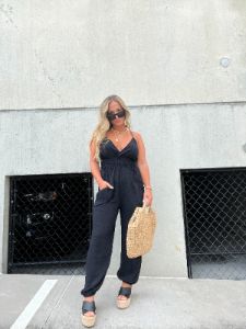 TALK TO ME JUMPSUIT BLACK sold by Chic by Ally B