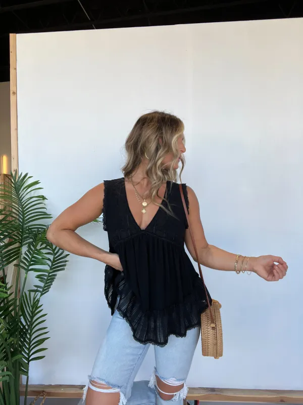Intimate Thoughts Lace Trim Top Black sold by Chic by Ally B