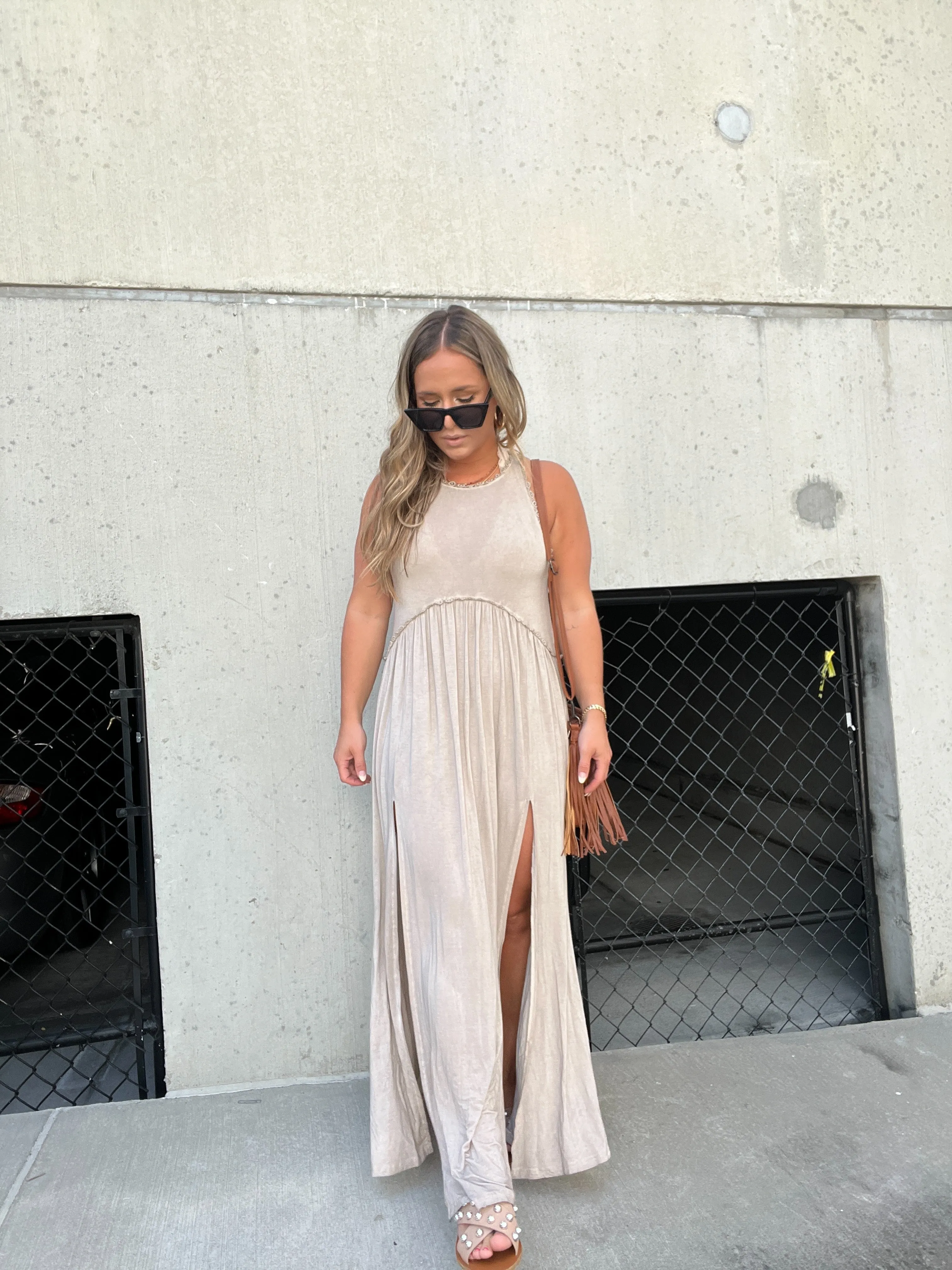 ROMANTIC PLANS MAXI DRESS TAUPE sold by Chic by Ally B product image thumbnail 2