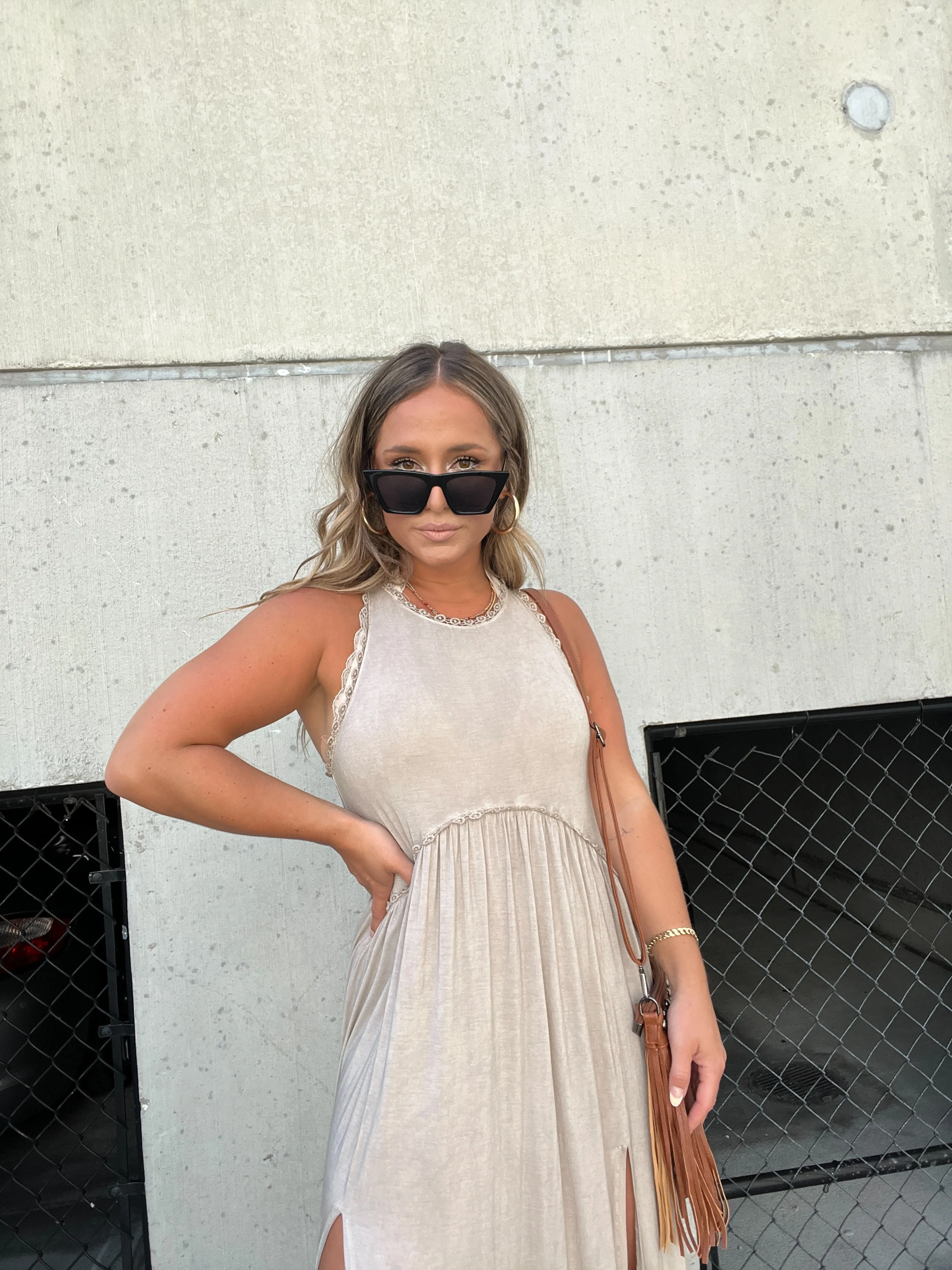 ROMANTIC PLANS MAXI DRESS TAUPE sold by Chic by Ally B product image thumbnail 5