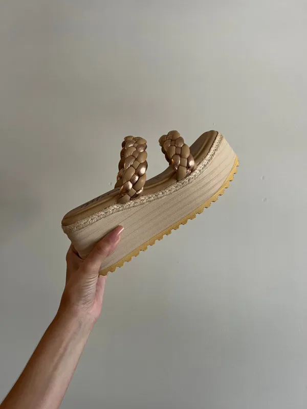 Moroccan Braided Wedges Nude sold by Chic by Ally B
